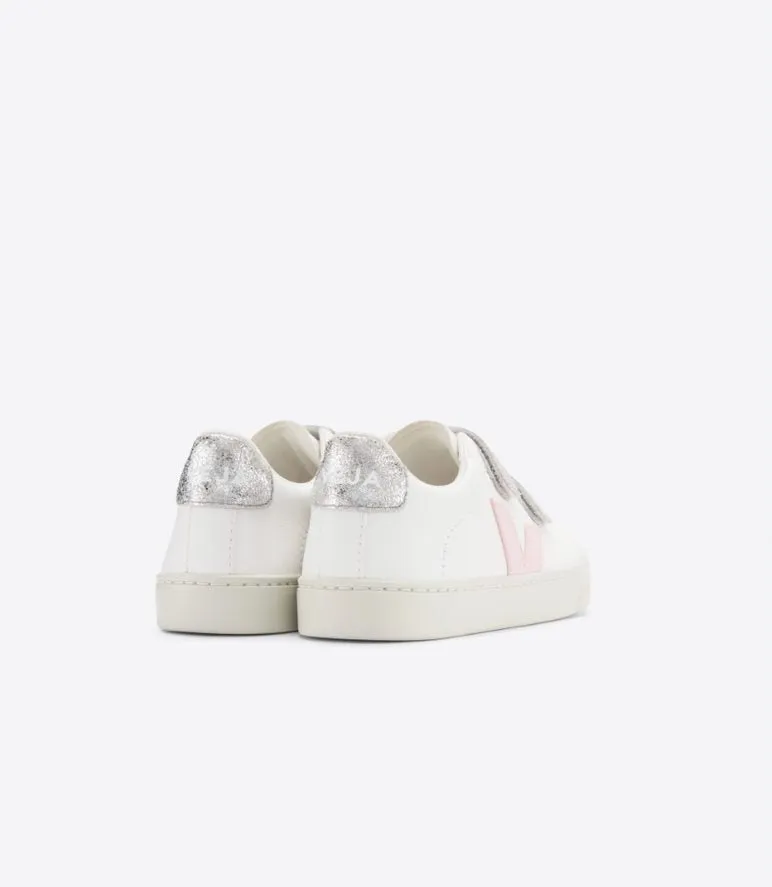 Veja Kids Trainers | Esplar Velcro | White, Pink & Silver