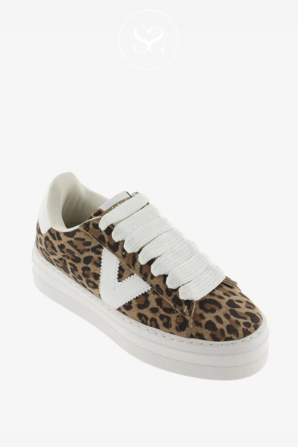 VICTORIA 1092176 LEOPARD PRINT LEATHER PLATFORM TRAINERS