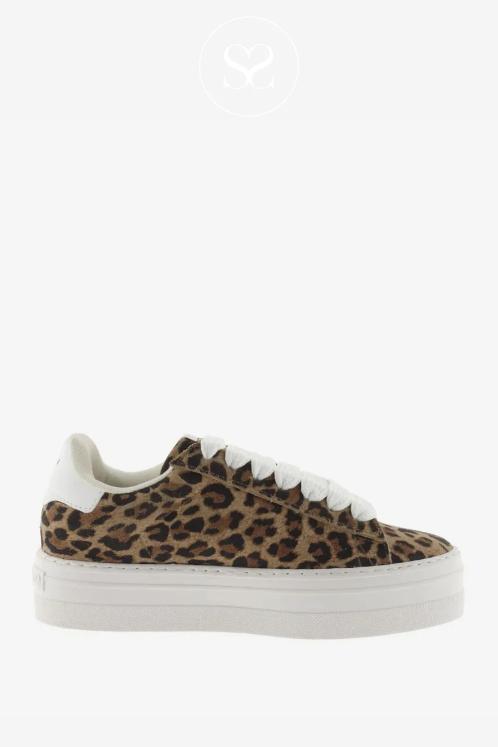 VICTORIA 1092176 LEOPARD PRINT LEATHER PLATFORM TRAINERS