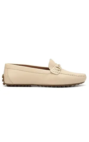 White Leather Moccasins With Buckle