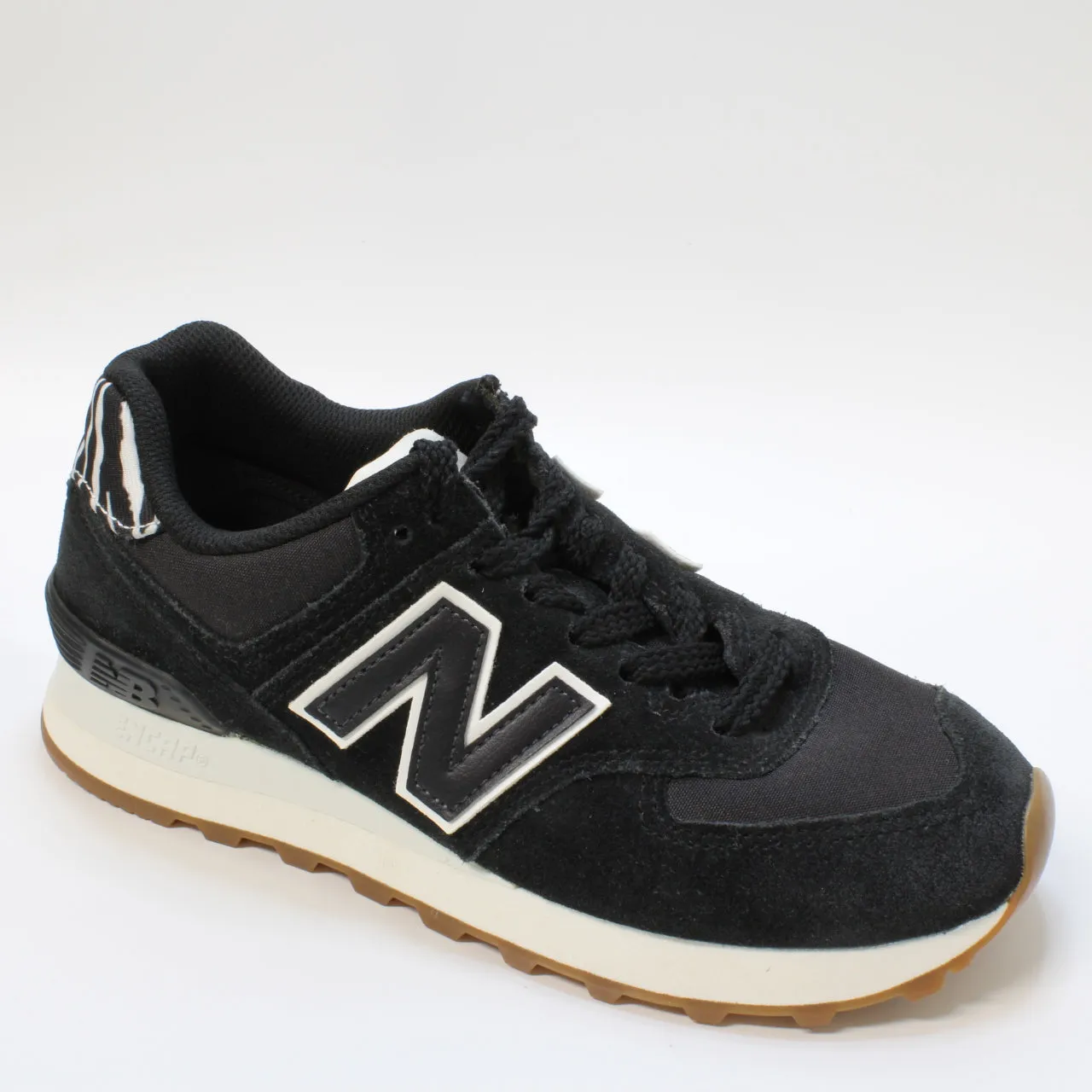 Womens New Balance 574 Black White Zebra Gum Uk Size 4