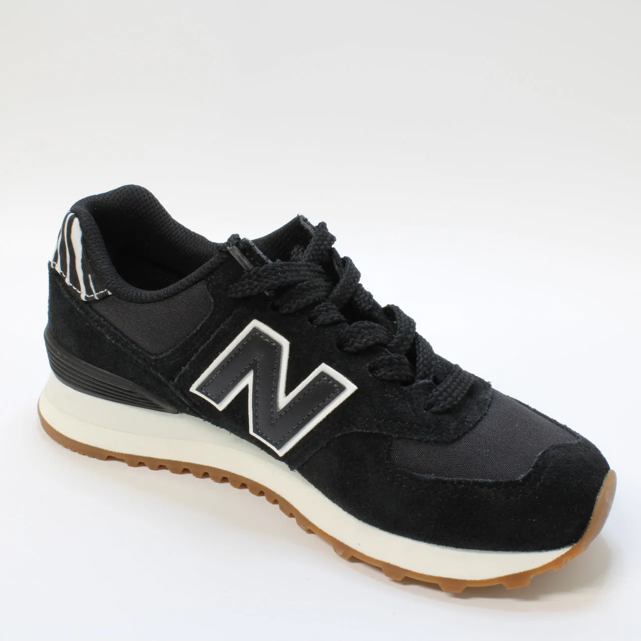 Womens New Balance 574 Black White Zebra Gum Uk Size 4