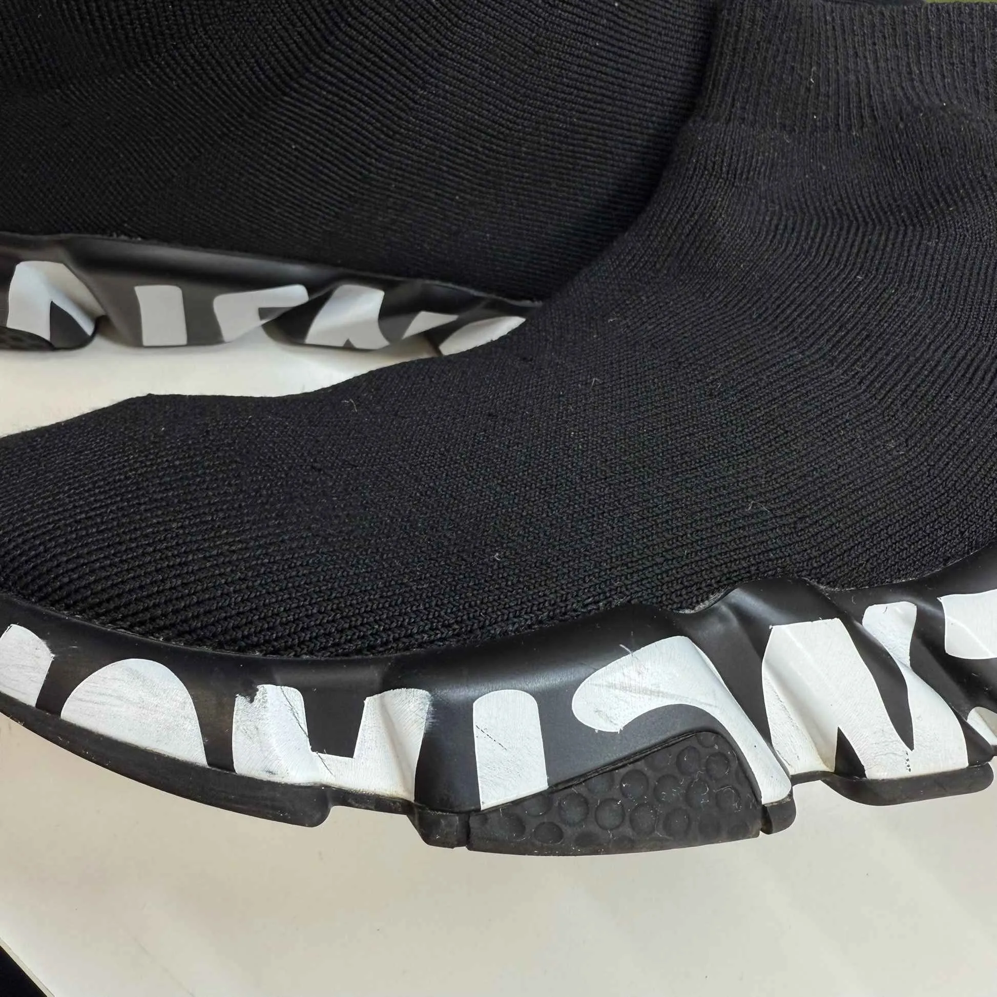 Women's Speed Socks Graffiti High Trainers Black Size EU 38 / UK 5